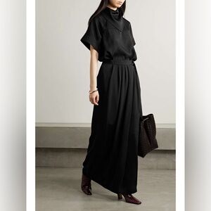 Loro piana Athina pleated silk-cady maxi wrap skirt